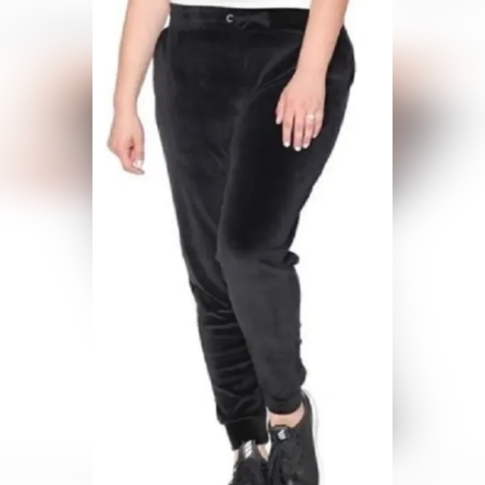NEW CASLON Nordstrom Black Velour Velvet Drawstring Stretch Jogger Sweat Pant
